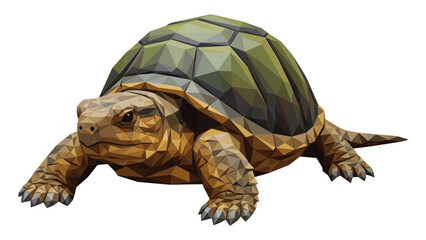 Fototapeta premium Geometric polygonal tortoise design with vibrant colors and realistic detailing