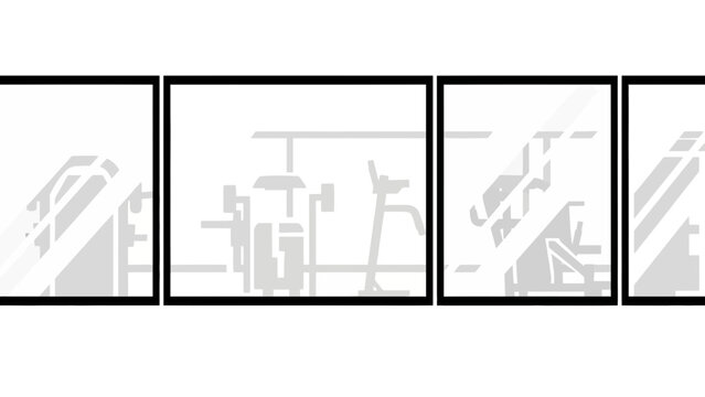 Gym equipment line art with modern design, perfect for fitness app or website, promoting health, wellness, and active lifestyle with a clean aesthetic