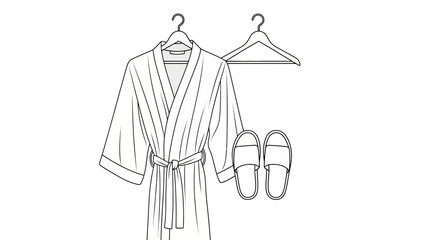Elegant robe and slippers invite relaxation, perfect for spa day promotions and luxurious lifestyle designs with a modern, minimalist aesthetic