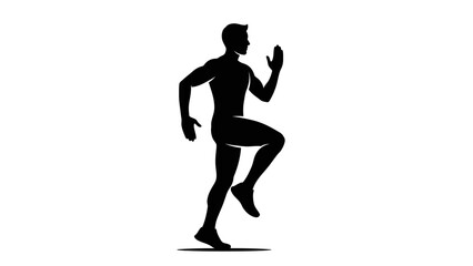 Dynamic silhouette of a man running, ideal for fitness, sports, or health content, promoting energy and active lifestyle, originally a vector graphic