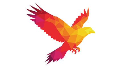 Obraz premium Colorful geometric bird in flight against white background