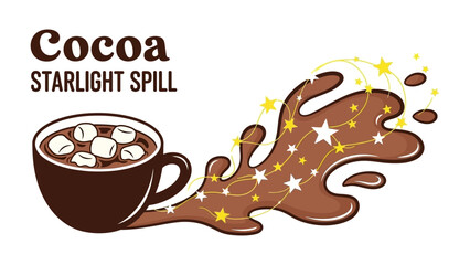 Cocoa Starlight Spill: A rich, warm cocoa spill, adorned with playful star, creating a delightful moment of warmth and whimsy. 