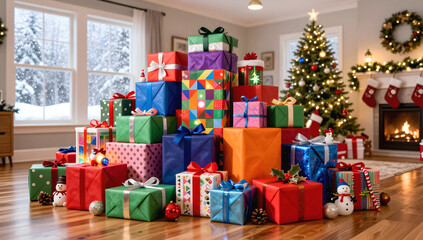 山積みのクリスマスプレゼント