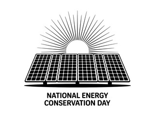 Illustration of solar panels with sun rays for energy conservation day