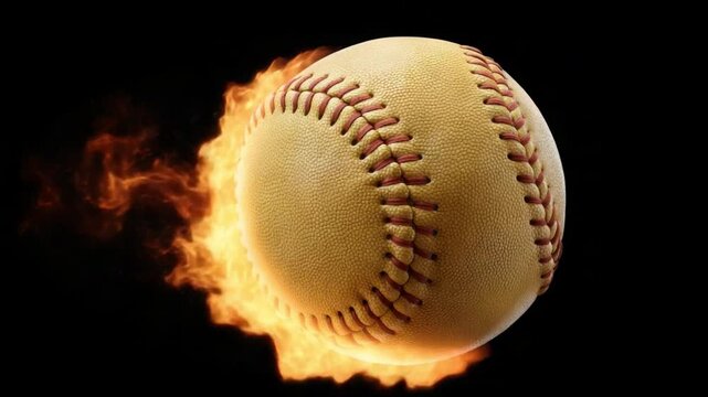 Baseball Soaring with Flames in a Dynamic and Energetic Sports Scene 4k Video footage