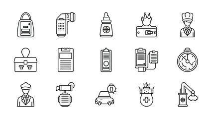 Set of Icons: Minimalistic icons of a varied range of items. A versatile visual resource, offering a clean, contemporary aesthetic that perfectly conveys a wide spectrum of ideas. 