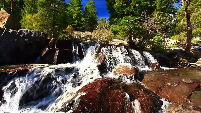 a small water fall in the Desolation Wilderness section of Lake Tahoe California