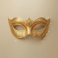 Minimal vector masquerade mask with gold champagne gradients and sparkles