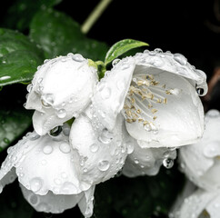 white flower with waterdrops
