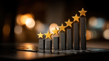 Stunning five star rating chart showing business growth and success, perfect for highlighting exceptional customer experience online