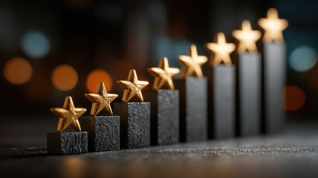 Stunning five star rating chart showing business growth and success, perfect for highlighting exceptional customer experience online