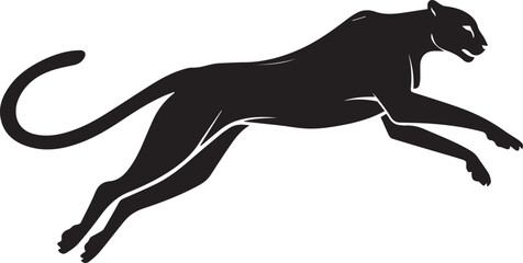 Running Cheetah Silhouette – Fast Leaping Wild Cat Vector Logo