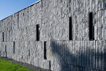Minimalist stone wall in modern Cantabrian architecture