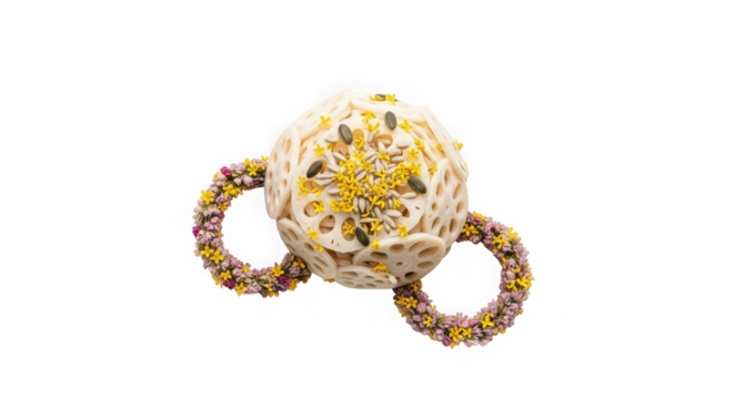 Decorative egg shaped seed feeder with hanging loops