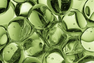 Luminous green glass spheres in close-up with internal air bubbles, suited for eco-friendly branding, wellness visuals, and fresh modern abstract design projects