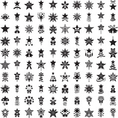 Star topper with layered stars silhouette isolated on white background