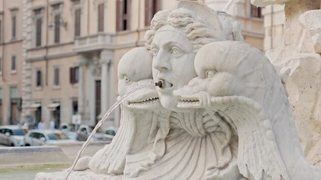 Fontana del Pantheon with Baroque Sculptures and Macuteo Obelisk in Historic Roman Square.