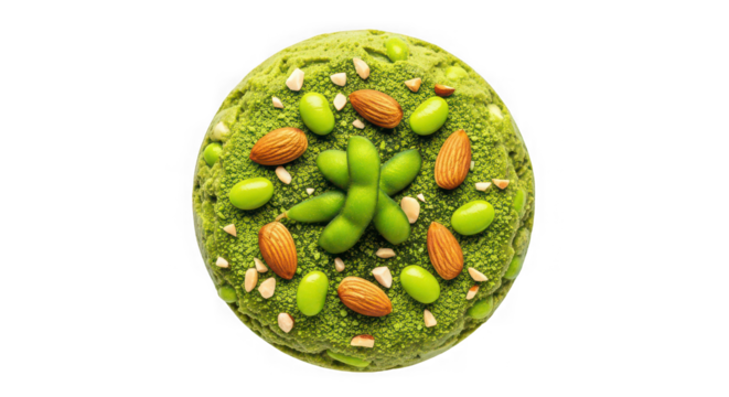 Vibrant green easter egg decoration with nuts and beans