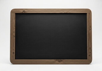 Fototapeta premium Blank black chalkboard with wooden frame on white background 