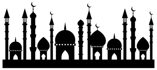 Mosque Silhouette Vector. Islamic Architecture and Cultural Landmark Design