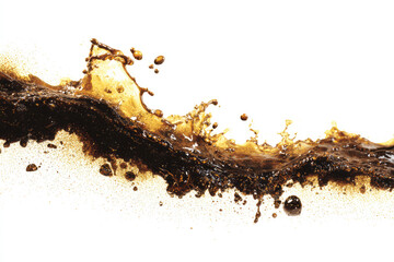 old engine oil spill and splash isolated on white background, texture