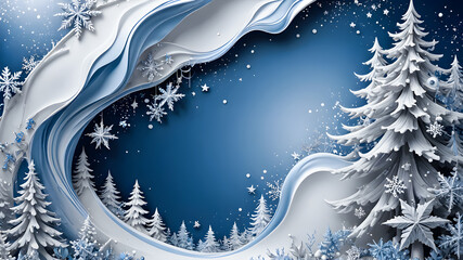 Christmas background for winter and New Year holidays. Festive winter landscape. poster, banner, flyer, background