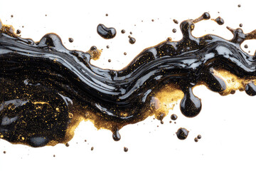 old engine oil spill and splash isolated on white background, texture