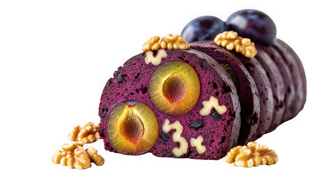 Decadent chocolate cake with plums and walnuts - Powered by Adobe