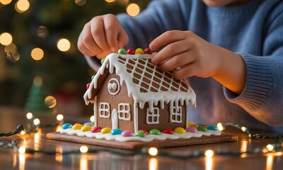 Sweet memories are made decorating a gingerbread house this Christmas season, a joyful family tradition creates magical moments and festive holiday cheer