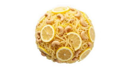 Creative egg shaped dish with seafood and citrus slices