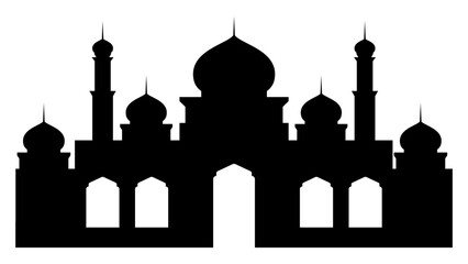 Mosque Silhouette Vector. Islamic Architecture and Cultural Landmark Design