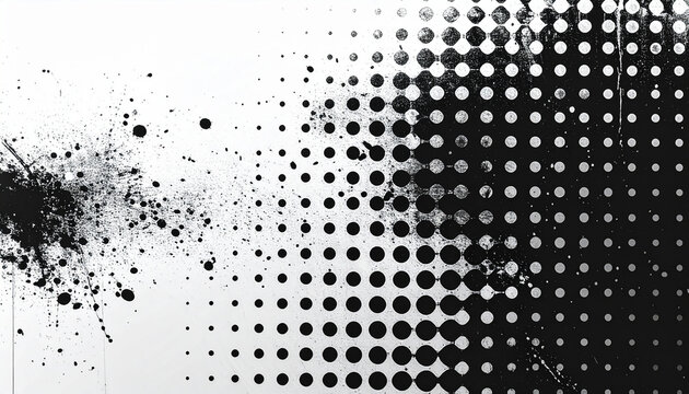 White and black gradient background with halftone dot pattern, distressed grunge texture, abstract - Powered by Adobe