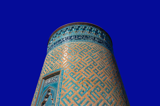 Ancient Barda Mausoleum, Azerbaijan built in 1322.Text translation: Word Allah, 200 times and name of architect Amali Ahmad bin Ayyub al-Hafiz al-Bannai al-Nakhchivani