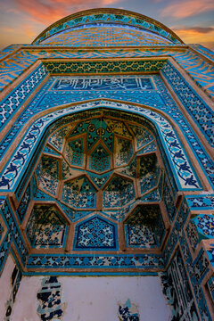 Ancient Barda Mausoleum, Azerbaijan built in 1322.Text translation: Word Allah, 200 times and name of architect Amali Ahmad bin Ayyub al-Hafiz al-Bannai al-Nakhchivani