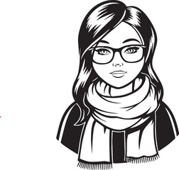 Girl with glasses cartoon illustration vector design