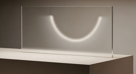 Abstract curved light design on frosted glass panel