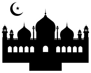 Mosque Silhouette Vector. Islamic Architecture and Cultural Landmark Design