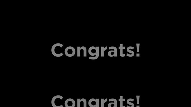 Dynamic congratulations video animation to celebrate milestones, achievements, and special occasions with impactful typography and modern design