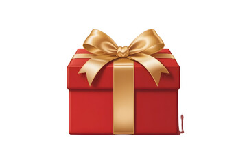 Obraz premium Isolated red gift box with a ribbon and bow for Christmas, birthday, or Valentine's Day celebrations