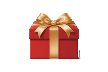 Isolated red gift box with a ribbon and bow for Christmas, birthday, or Valentine's Day celebrations