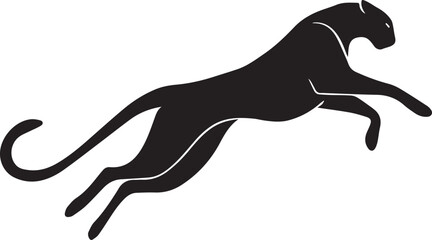 Running Cheetah Silhouette &ndash; Fast Leaping Wild Cat Vector Logo
