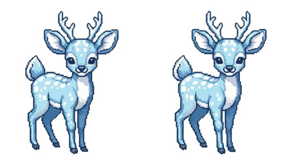 Artistic Deer Duo: A captivating pair of digitally illustrated deer, exuding a sense of magic and wonder with their unique coloration and design.