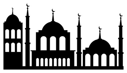 Mosque Silhouette Vector. Islamic Architecture and Cultural Landmark Design