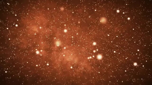 Glowing particles and lights on brown background, usable for scientific, technological, and space themes