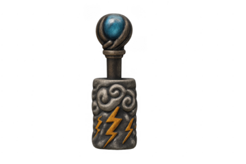 Fantasy magic scepter with blue orb and lightning