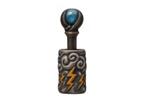 Fantasy magic scepter with blue orb and lightning