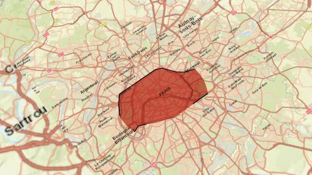 Paris Metropolitan Area Map, France with Road Network and Surrounding Towns, Regional Map of the Paris Area with Key Towns and Road Connections