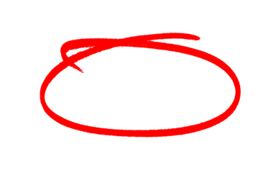 Hand-drawn Red marker circle isolated on a transparent background, brushstroke oval shape for design elements