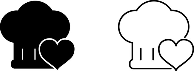Stylized chef hat logo with heart symbol representing culinary passion
