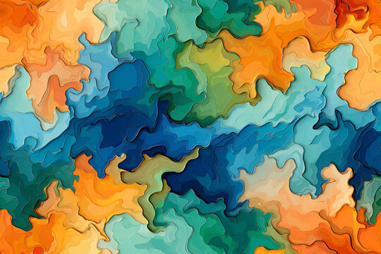 Vibrant abstract swirling paint texture with organic shapes and bold colors